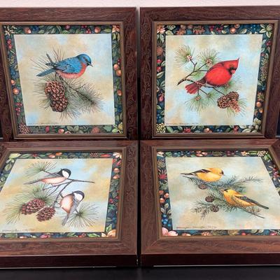 #1 Set of 4 Signed & Numbered Framed Bird Prints By Teresa Pennington