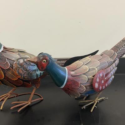 Pair Of Metal Pheasants
