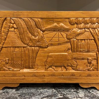Carved Asian Wood Box