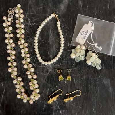 14k & 925 Peridot, Pearl And Moonstone Jewelry