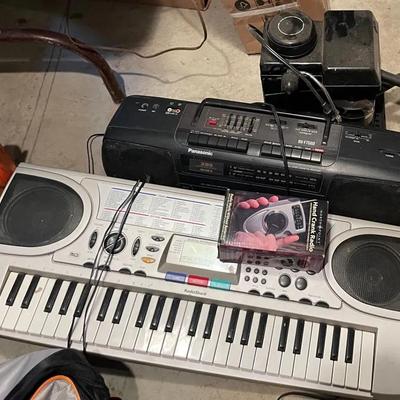 Lot With A Coffee Pot, Boom Box Radio And Keyboard