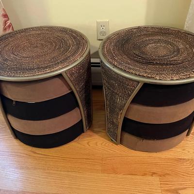 Two Foot Stools With Removable Cushions