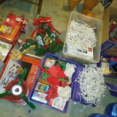 Lot of Christmas Decor including Gorham Crystal Nativity