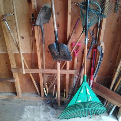 Lot of yard landscaping tools