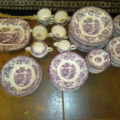 Antique set of "Tonquin" Royal Staffordshire Dinnerware by Clarice Cliff