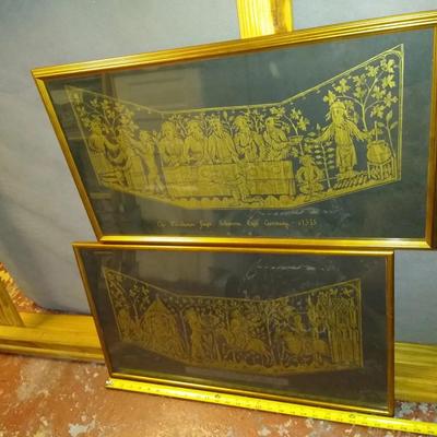 Black and gold medieval rubbings