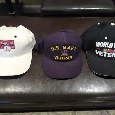 Three baseball caps