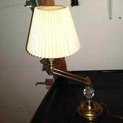 Adjustable brass lamp with crystal decoration