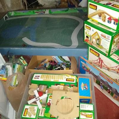 Huge set of Brio Wooden Thomas the Tank Engine Toy Trains and Play table