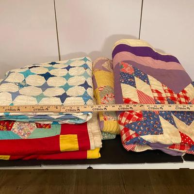 Handstitched pieced Quilts, 5 Full Size And 1 Throw 