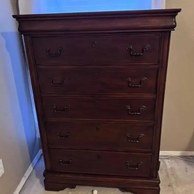 Wooden 5-Drawer Dresser (54”H x 38”W x 17”D)