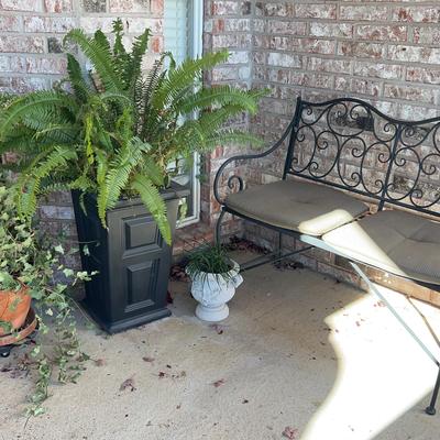 Patio Bench(35”H x 48”W x 16”D), Fern Pot(2’H x15”x15”)Ivy Pot(1’H x 15”diameter)