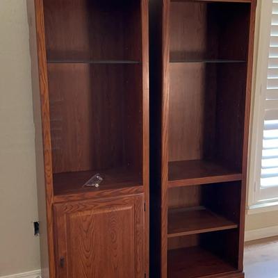 Pair of Bookcase Shelves With Lower Cabinet Storage