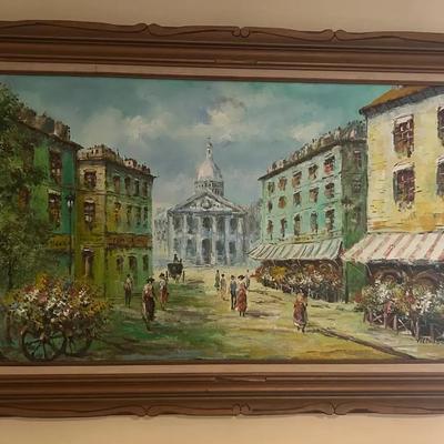 Large Framed Oil Painting on Canvas- Signed Villanova 