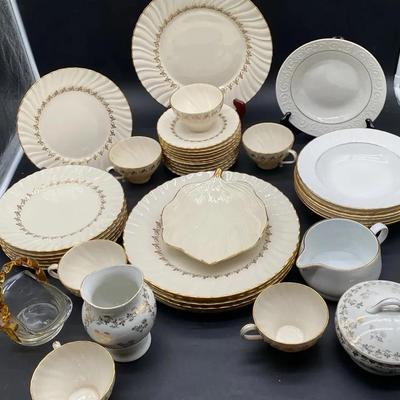 Gold Rimmed China by Fransiscan and other Pieces 