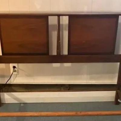 Mid Century Bed Frame and Side Table