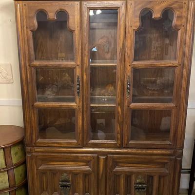 Large Glass Front China Cabinet with Light