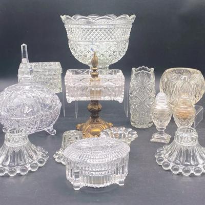 Decorative Cut Glass- Including Waterford Music Box & Vintage Cigarette Holder