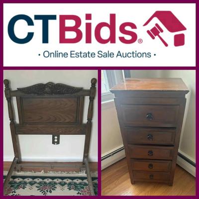 (1) Carved Twin Headboard and (1) Lingerie Chest