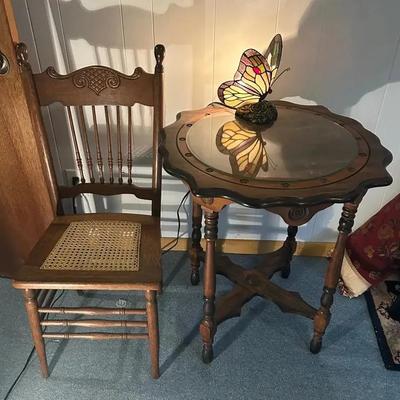 (2) Side Tables, Chair and Butterfly Lamp