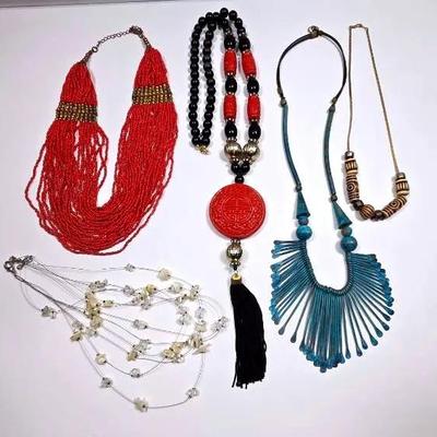 (5) Unique Beaded Necklaces 