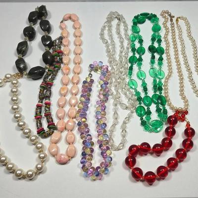Vintage Plastic And Lucite Bead Necklaces- Including Napier