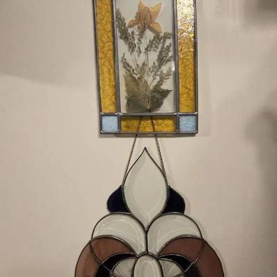 (2) Hanging Stained Glass Pieces 