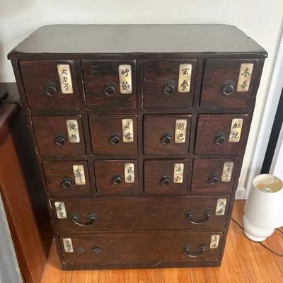 Antique Japanese Herbal Apothecary Chest