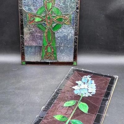 (2) Glass Window Pieces