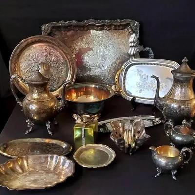 (14) Assorted Metal and Silver Plated Items