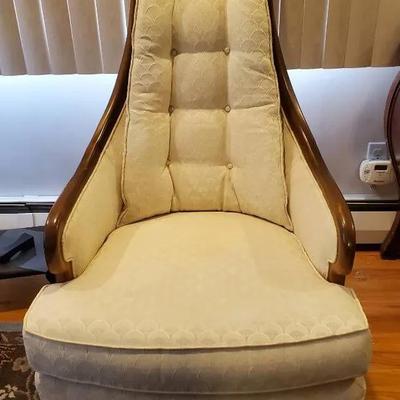 (2) High Back Tufted White Chairs
