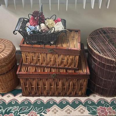 (5) Wicker Storage Baskets and Chests