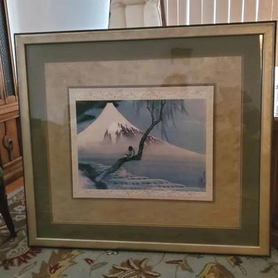 "Boy Viewing Mount Fuji" Framed Print