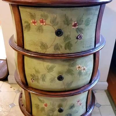 Painted 3-Drawer Round Cabinet