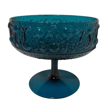 Stelvia Glass Wayne Husted Turquoise Footed Bowl