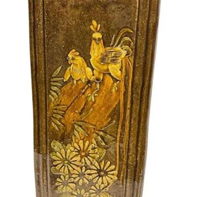 Terracotta Roosters, Panda and Bamboo Umbrella Stand