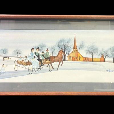 Winter Watercolor Painting- Signed “E Enrique” (32”x17”)