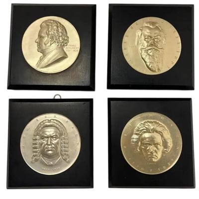Set Of 4 Halbe Plaques Of Famous Composers