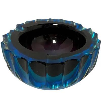 Murano-Style Art Glass Scalloped Edge Ashtray Trinket Dish