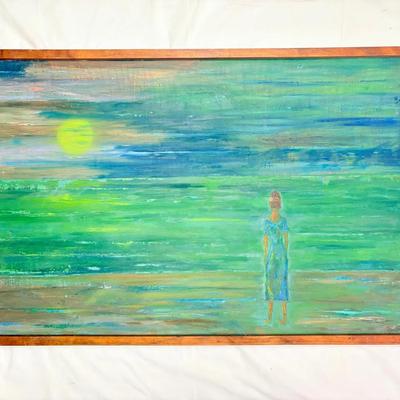 “If I Stand Here Long Enough” Oil Painting On Panel- Signed “Einstein” (38”x26”)