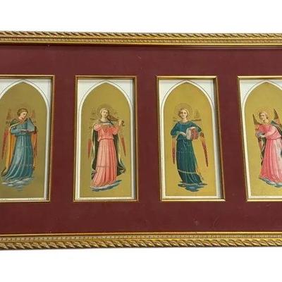 (24.5"x9.5") Antique Gold-Toned Framed Prayer Cards