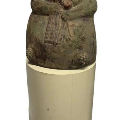 Mexican Folk Ceramic Hollow "Abuela" Sculpture + Stand