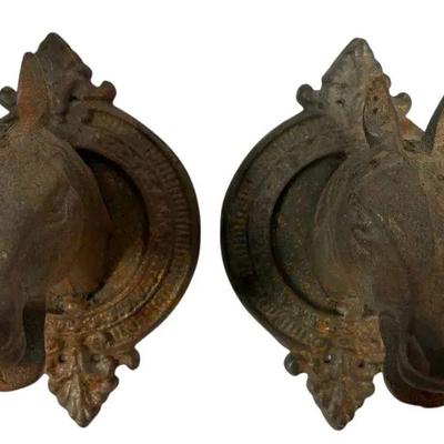 Pair Of Cast Iron Horse Heads 