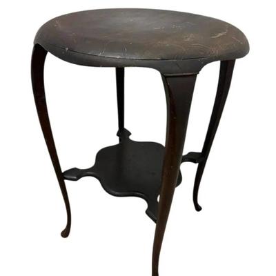 Dark Wood Hour Glass 2-Tier End Table/ Plant Stand