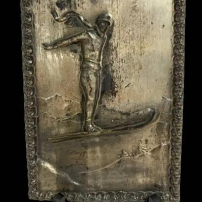 Weimar Metal Ski Wall Hanging, Signed 
