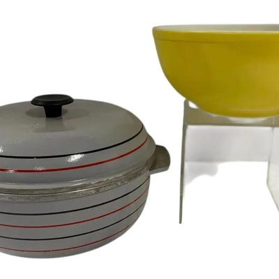 Yellow Pyrex Mixing Bowl + Lidded Pot