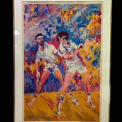 Large Framed Tennis Print By LeRoy Neiman (44”x31”)