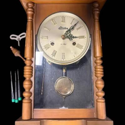 Linden 31 Day Wall Hanging Wood Clock With Winding Key