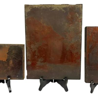 3 Copper Engraved Printing Machine Press Plate Stamps 