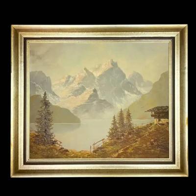 Mountain Scape Oil Painting- Signed By Artist (25”x29”)